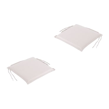 Pack 2 cojines asiento para silla de jardín Olefin color crudo, Tamaño 42x40x4 cm, Repelente al agua, Desenfundable