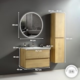 thumbnail of Alpenberger Badmöbel Set mit Hochschrank und Badspiegel Rund | Waschtisch mit Unterschrank Badezimmermöbel | Waschbecken mit Waschbeckenunterschrank