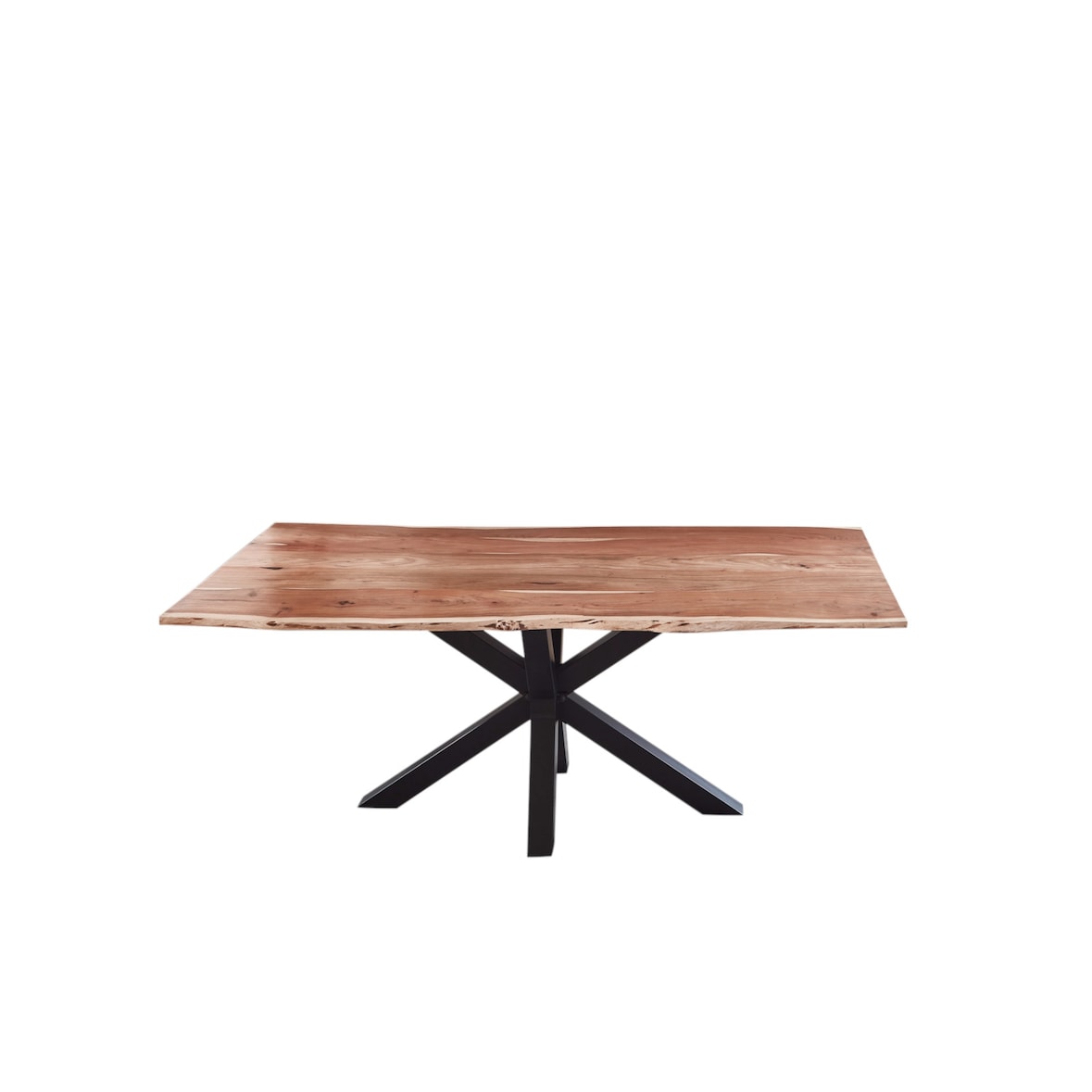 SAM® Esstisch Baumkante massiv Akazie natur 220 cm Spider-Gestell schwarz QUINCY