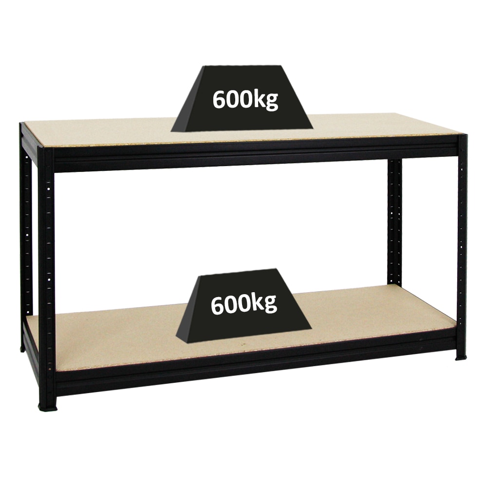 PROREGAL Etabli DINO réglable en hauteur, HxLxP 90x160x60cm, Capacité de charge 600kg, Noir, Etabli d’Atelier, Table de Travail & Bricolage