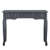 thumbnail of Helloshop26 - Mesa de consola para hall de entrada ou sala de estar com 3 gavetas MDF pés de pinho 100 cm cinza escuro 03_0004178