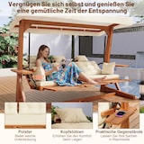 thumbnail of Merax 3-Sitzer Hollywoodschaukel Lounge mit Getränkehalter & ausziehbare Fußstütze, Auflagen & Polyesterdach, Beige