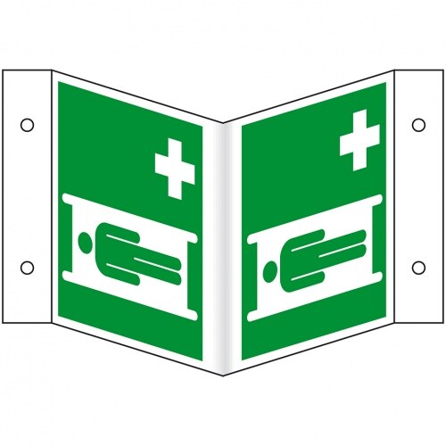 Schild I Rettungs-Nasenschild Krankentrage, Kunststoff, 200x200mm, ASR A1.3, DIN EN ISO 7010 E013