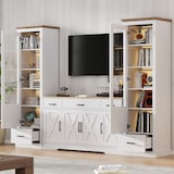 thumbnail of Wohnzimmer Set Combo Zwei Moderne LED Vitrinen 178x50x35 cm und ein Modernes Weißes Esszimmer Sideboard 160x37x75 cm mit Dekoration