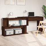 thumbnail of Scrivania ad angolo Rovere marrone 200x50x76 cm Modello Apex in derivati \u200b\u200bdel legno Metallo