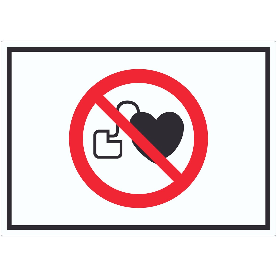Kein Zutritt für Personen mit Herzschrittmachern oder implantierten Defibrillatoren Symbol Aufkleber A0 (841x1189mm)