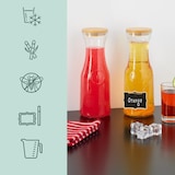 thumbnail of Relaxdays Wasserkaraffe, 2er Set, 1 Liter, Glaskaraffe mit Bambusdeckel, zum Beschriften, Wasserkanne, transparent/natur