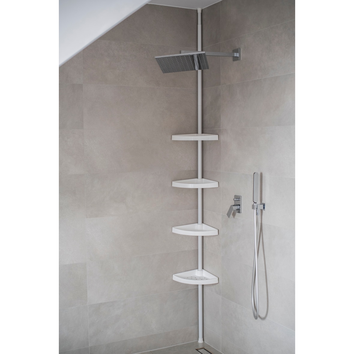 Badregal Teleskopregal 3 Böden Weiss 70-250 cm lang Eckregal Duschablage Duschregal