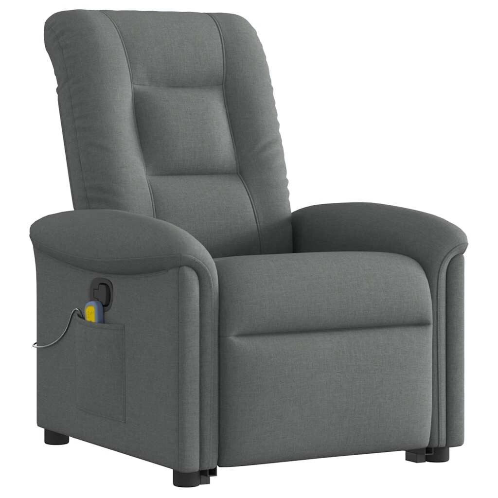 vidaXL Massagesessel mit Aufstehhilfe Dunkelgrau Stoff
