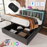 thumbnail of Polsterbett 160x200 cm mit USB- und Type-C-Anschlüssen und LED-Beleuchtung – modernes Design und hoher Komfort