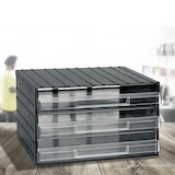 thumbnail of Modularer Aufbewahrungseinheit aus Kunststoff L 382 x B 290 x H 230 mm mit 3 transparenten Schubladen