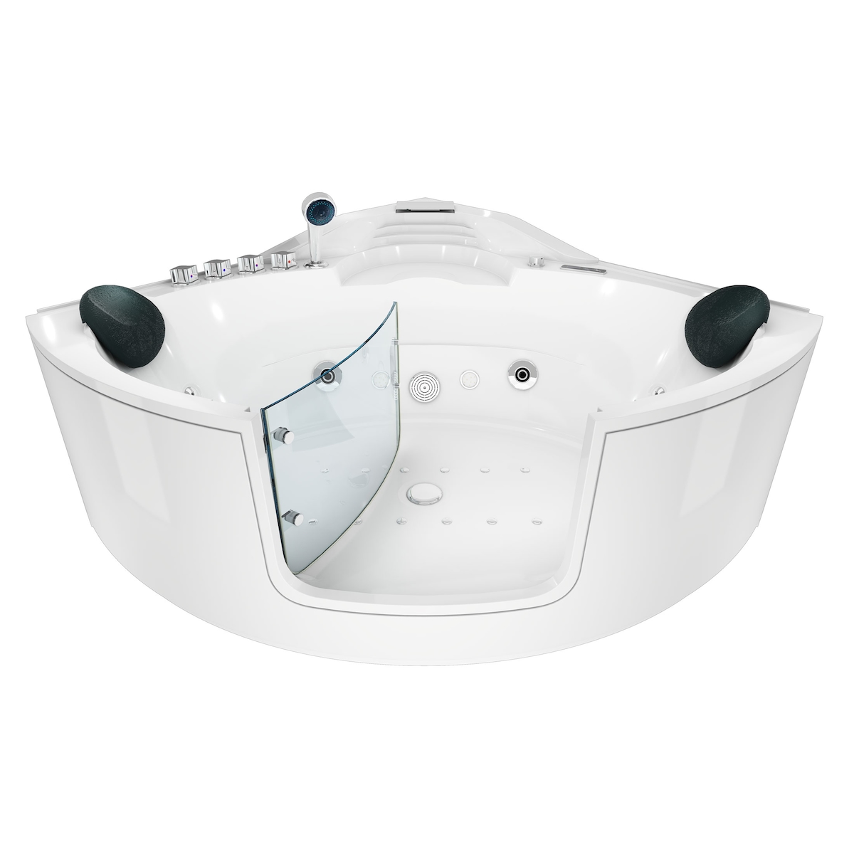 AcquaVapore Whirlpool Pool Badewanne Eckwanne Wanne W60H-TH 140x140cm mit Tür Walk-in-Pool passive Schlauch-Reinigung