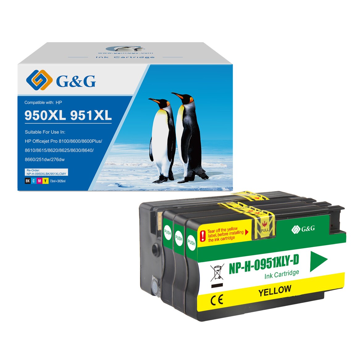 G&G Inktcartridge voor HP 950XL /951XL - /Zwart/Cyaan/Magenta/Geel/ Hoge Capaciteit / 4-Pack