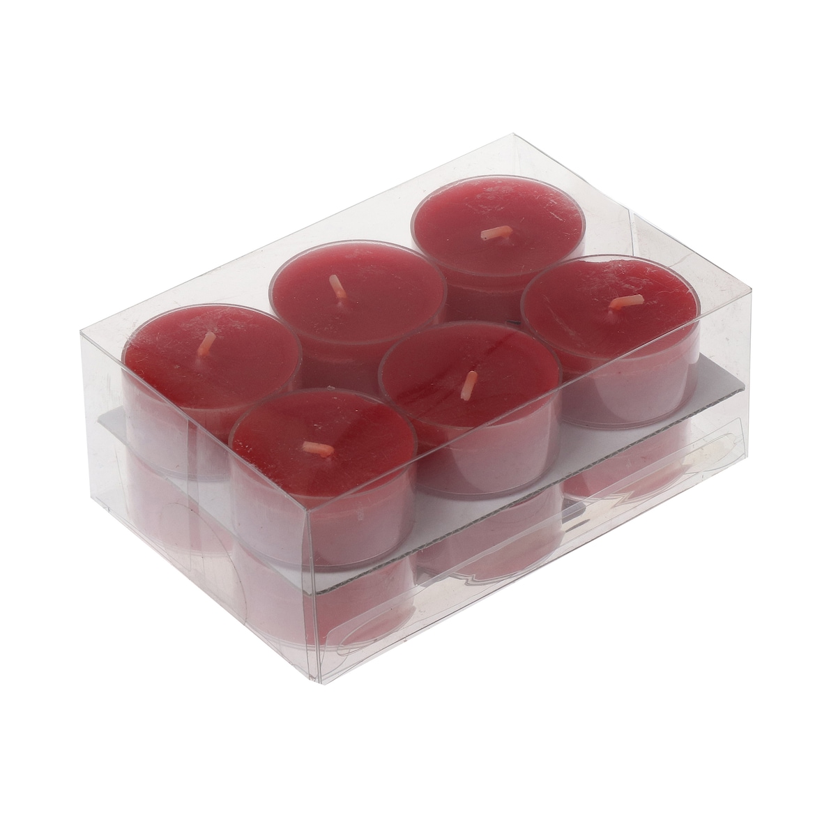 Teelichter in Kunststoffhülle Rubin Rot 18/38mm, 12er-Pack