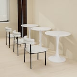 thumbnail of Couchtisch Rund Weiß 70x70x72 cm, Kunstmarmor Tischplatte, hochbeinige Konstruktion, minimalistisches Design, vielseitig als Beistelltisch