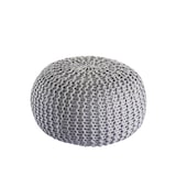 thumbnail of PREMIUM Sitzhocker Pouf  ø 45cm  Strickpouf Indoor u. Outdoor - pflegeleicht & nachhaltig : grau - silbergrau