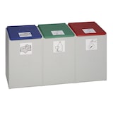 thumbnail of PROREGAL Robustes Abfall- und Wertstoffsammelsystem 3-Fach | ohne Deckel | 60 Liter, HxBxT 57x106x40,5cm | Kunststoff | Grau | Mülleimer Abfalleimer