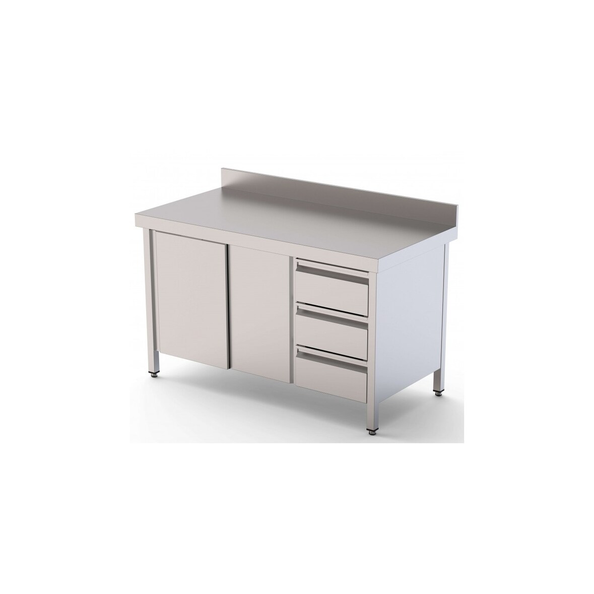 Mueble Neutro Mural Puertas Correderas y 3 Cajones Acero Inoxidable 1600x700x850mm