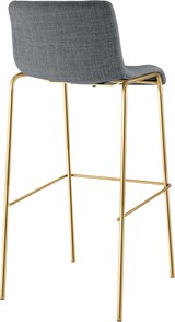 thumbnail of Barhocker TENAR - Stoff Hellgrau 43x48x100 cm Gold | Barstuhl Mit Lehne Tresenhocker Tresenstuhl Kneipenhocker Kneipenstuhl