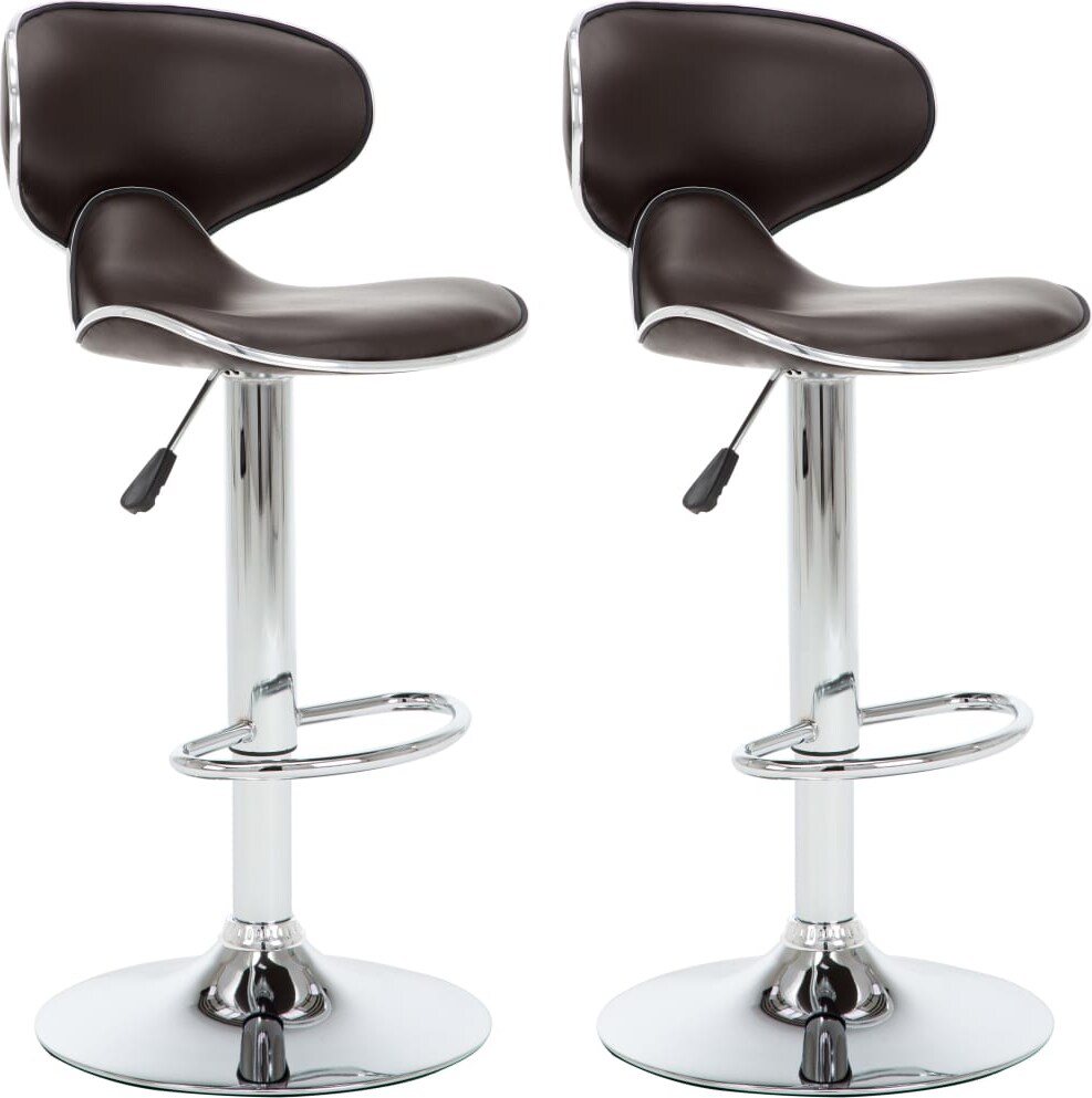 Barhocker SUPRI höhenverstellbar 2er Set Braun Kunstleder  | Barstühle drehbar Küchenhocker Thekenhocker für Küche Hausbar