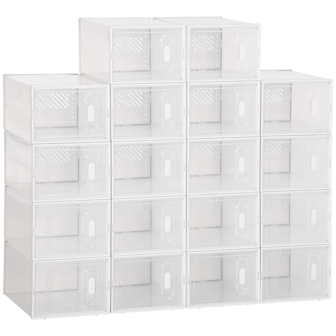 Armario Modular de Plástico Cajas de Zapatos Talla de 43 con 18 Cubos Puertas Magnéticas Muble Organizador para Entrada Pasillo Dormitorio 25x35x19 cm