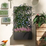 thumbnail of Outsunny jardinera exterior grande de metal jardinera con pantalla de privacidad jardinera de pared o independiente 61x23x113 cm negro