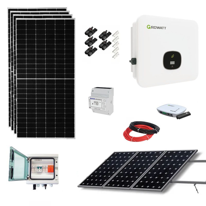 Kit solar trifasico Hibrido 18 Paneles 10000W 49,50kWh Growatt