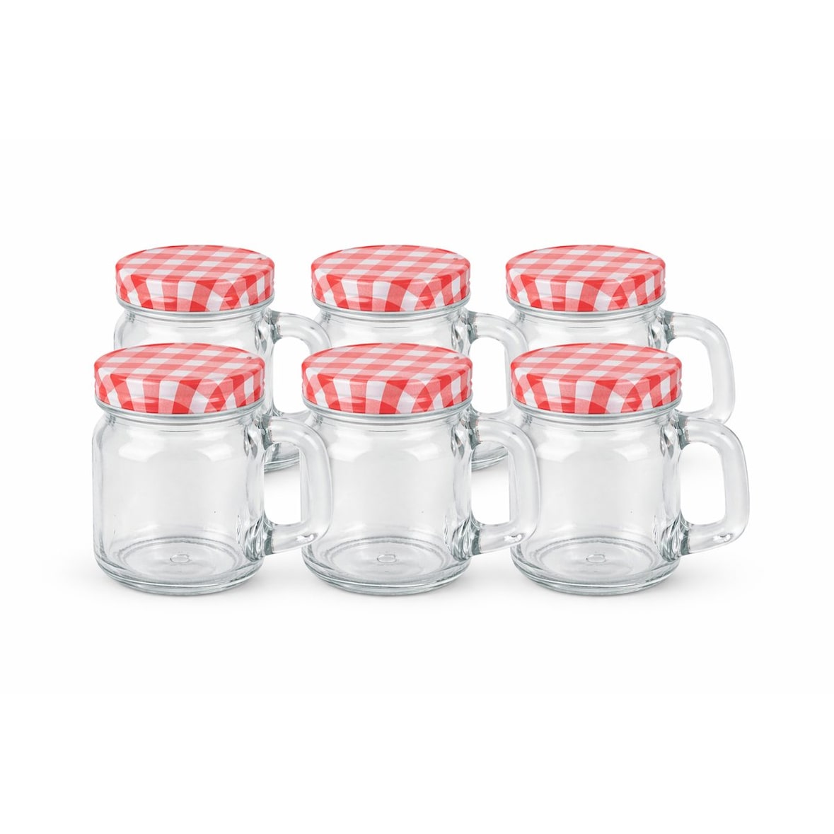 Set van 6 Glazen Jam Potjes met Handvat – 120 ml
