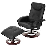 thumbnail of Relaxfauteuil HWC-C46, TV-fauteuil fauteuil met kruk, kunstleer ~ zwart