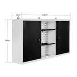 thumbnail of Helloshop26 - Armário de ferramentas de parede cinza prateleira de ferramentas de armazenamento de oficina 120 cm branco preto 16_0002549