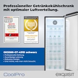thumbnail of Exquisit Glastürkühlschrank, 280l Getränkekühlschrank mit LED, Umluft, 5 verstellbare Ablagen, CoolPro, GKS260-GT-431D schwarz