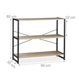 thumbnail of Relaxdays Standregal, Industrie Design, Bücherregal quer mit 3 Fächern, HBT: 80 x 95 x 35 cm, PB/Metall, braun/schwarz