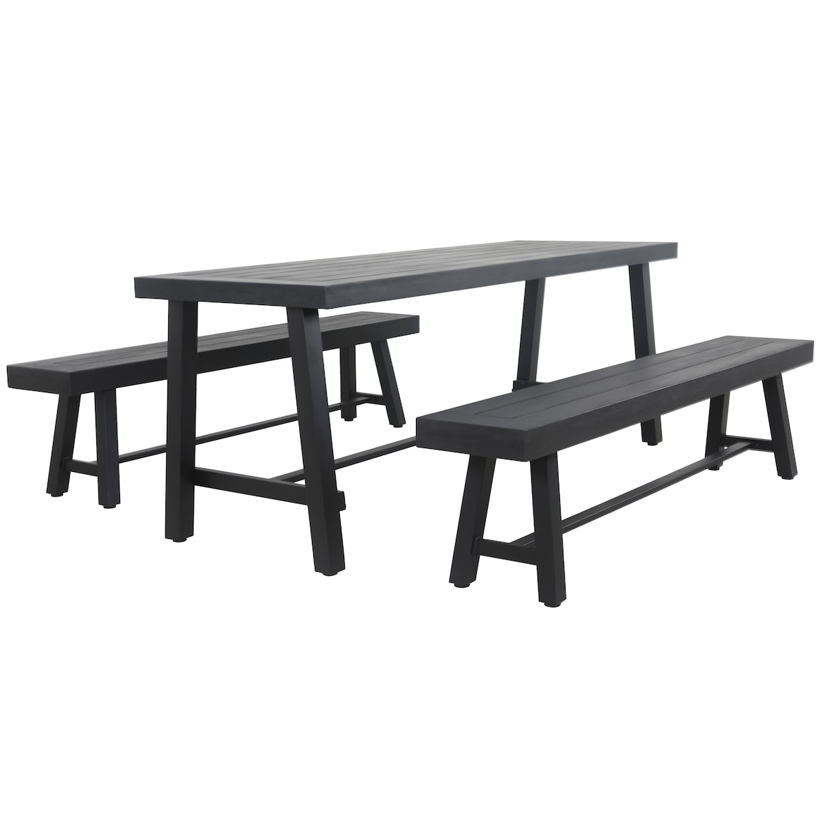 METRO PROFESSIONAL Biertafelset 3-delig Picada, 1 biertafel 220 x 70 cm, 2 bierbanken 180 x 31 cm, zwart