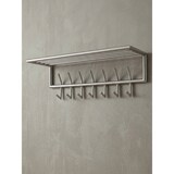 thumbnail of Wandgarderobe Metall Silber 74,5x29x30 cm Flurgarderobe mit Ablage, Design Hakenleiste Wandpaneel Stahl, Garderobe Wand mit Hutablage,