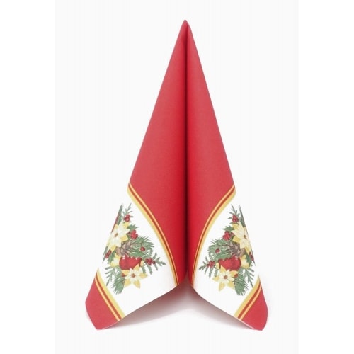 Airlaid Serviette Girlande Weihnachten in Rot, 40 x 40 cm, 50 Stück - APARTina