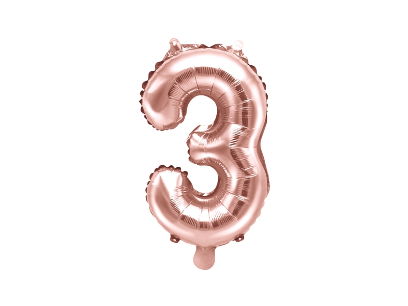 Partydeco Folienballon roségold Zahl 3