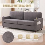 thumbnail of Zweisitzer Chenille-Sofa 203x77x86 cm mit USB-C, LED-Ambiente und Getränkehaltern – Elegantes Design in Hellgrau