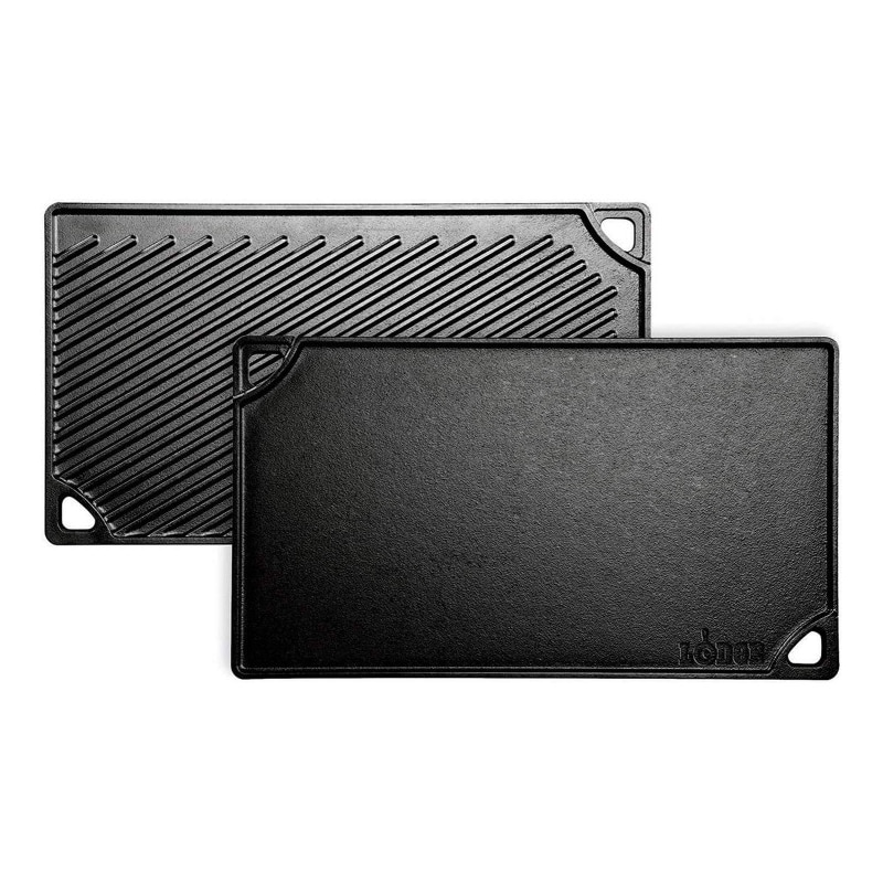 Lodge - 2-in-1-Kochplatte aus Gusseisen : Grill und Plancha - 42x24cm - Gasherd, Backofen oder Grill
