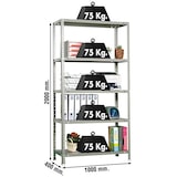 thumbnail of SimonRack Metallregal mit Schrauben 2000x1000x400 mm, 5 Böden, 75 kg Biegepunkt, Grau - Advantage