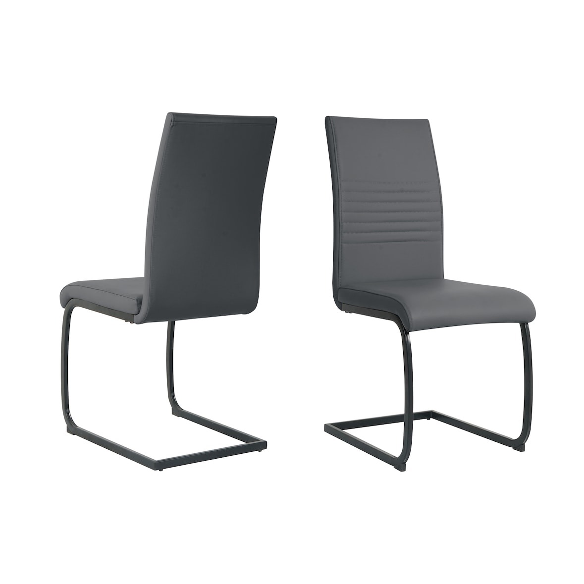 Möbilia Freischwinger-Stuhl 2er Set | Kunstleder | Freischwingergestell | B 42 x T 59 x H 97 cm | grau – schwarz | 21020059 | Serie STUHL