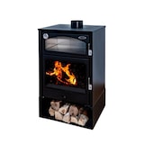 thumbnail of Estufa de leña con horno en inox ASTON 13.1 kW, calienta hasta 225 m³, con leñero y salida de 150 mm