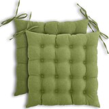 thumbnail of 2er Set Sitzkissen Stuhlkissen 40x40 OEKO-TEX  - grün grasgrün Sitzauflage Bank Polster Sitzpolster mit Bändern / Schleife, Indoor / Outdoor