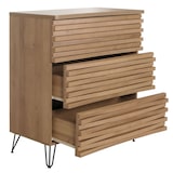thumbnail of Kommode HWC-M49, Sideboard Schrank Highboard, 3D-Design 3 Schubladen MDF Metall 94x80x45cm ~ natur