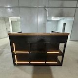 thumbnail of Bartheke, Empfangstheke, Metall-Holz-Bar, Kassenbereich, ideal für Bars, Restaurants und Geschäfte 150×50×100cm 【TWWW 150 ZJ60】