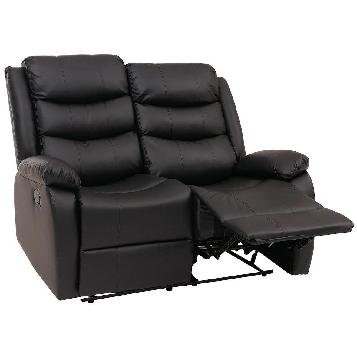 2-zits bioscoopfauteuil HWC-O62, relaxfauteuil TV-fauteuil met armleuning, relaxfunctie kunstleder ~ zwart