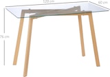 thumbnail of Esstisch für 4 Personen mit Glasplatte und Stahlbeinen in Holzoptik, 120 x 60 x 76 cm, transparent