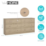 thumbnail of WellHome - Aparador Duplo com 6 Gavetas em cor Carvalho 144 x 31 x 69 cm - Ebro Oak