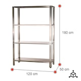 thumbnail of Romux® Edelstahlregal mit 4 Regal Glatten 1200x500x1800 mm | Metallregal für Küche mit 4 Böden | Metallregale für Gastronomie