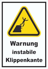 thumbnail of Schild Warnung instabile Klippenkante A3 Rückseite selbstklebend