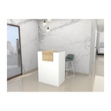 thumbnail of Oficit. Mostrador pequeño nuevo, 19mm, blanco con sobremostrador roble. Fácil montaje. Medidas: 80x50x105 (ancho x fondo x alto)